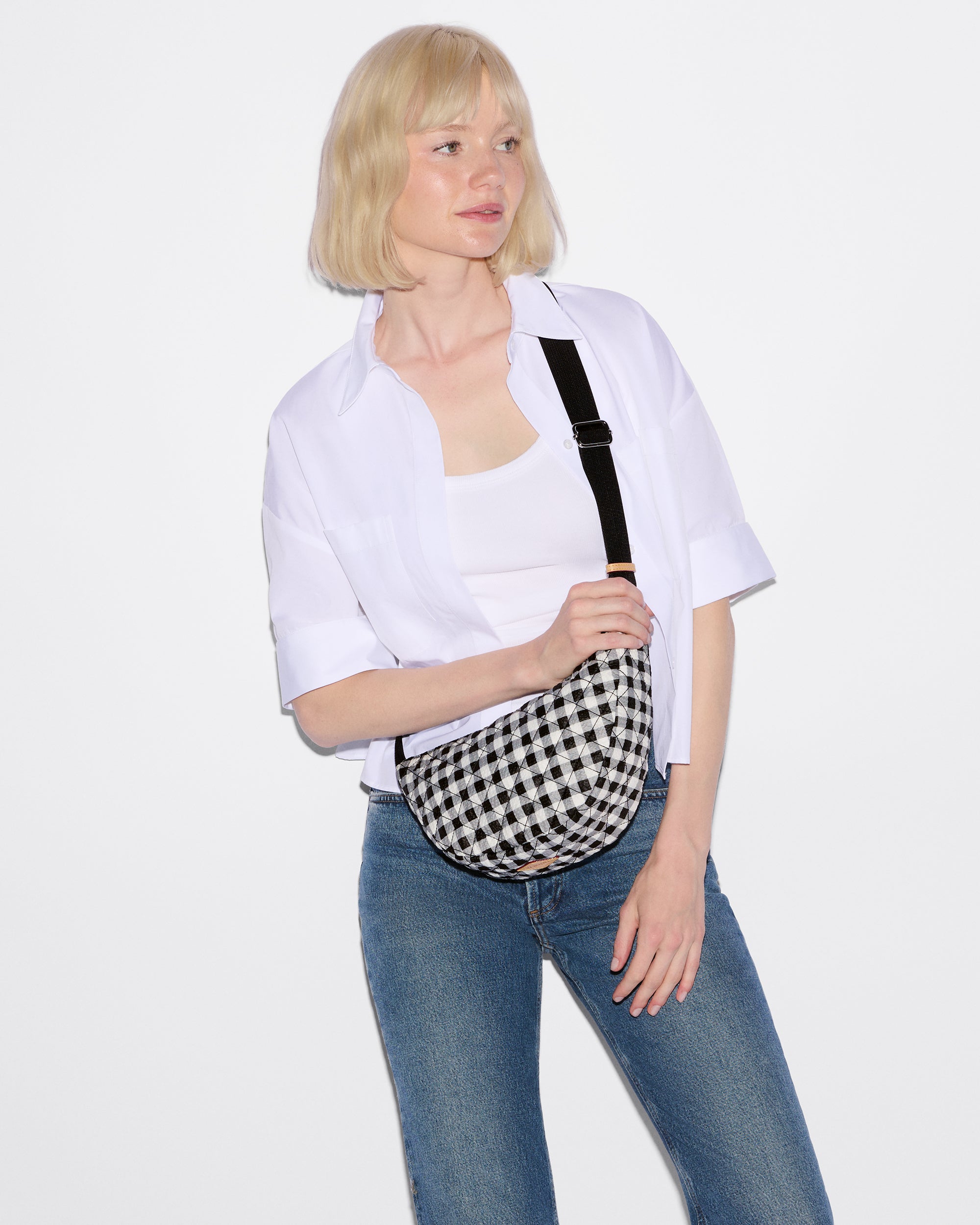 MZ Wallace Black/White Gingham Momo Pouch – Accessories | MZ Wallace