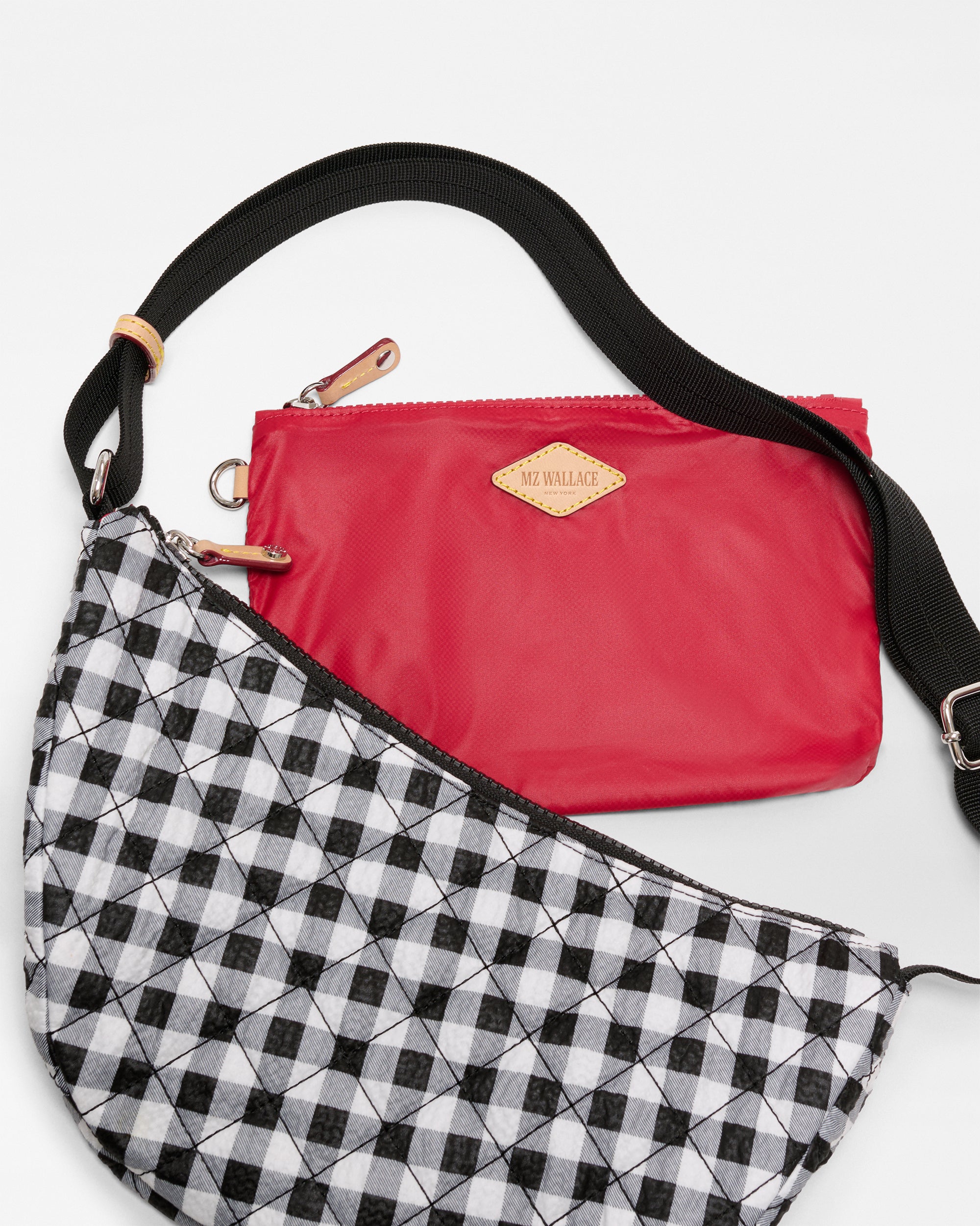 Black/White Gingham Small Metro Smile Bag
