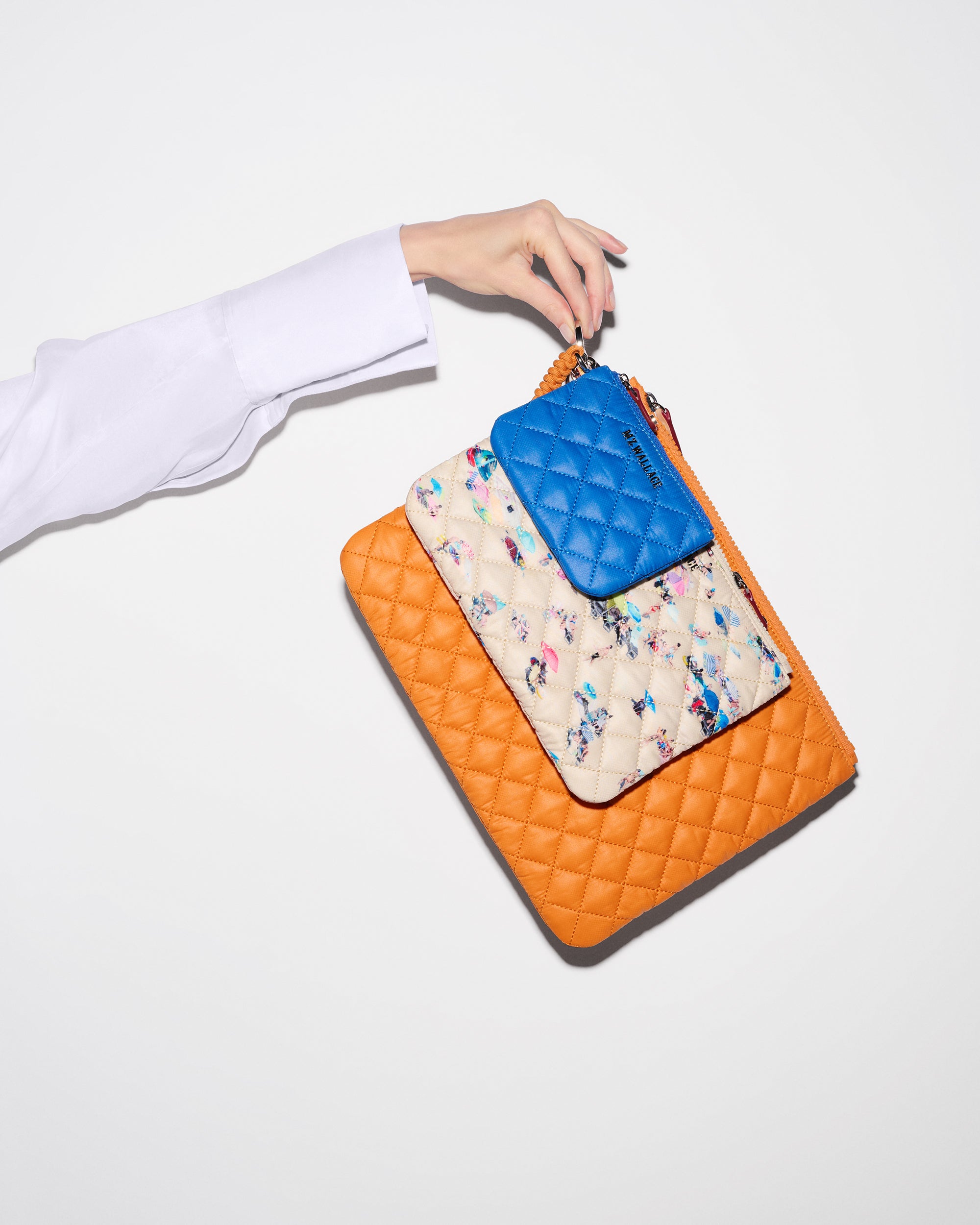Sunset Orange/Dede Beach Print/Surf Blue Metro Pouch Set