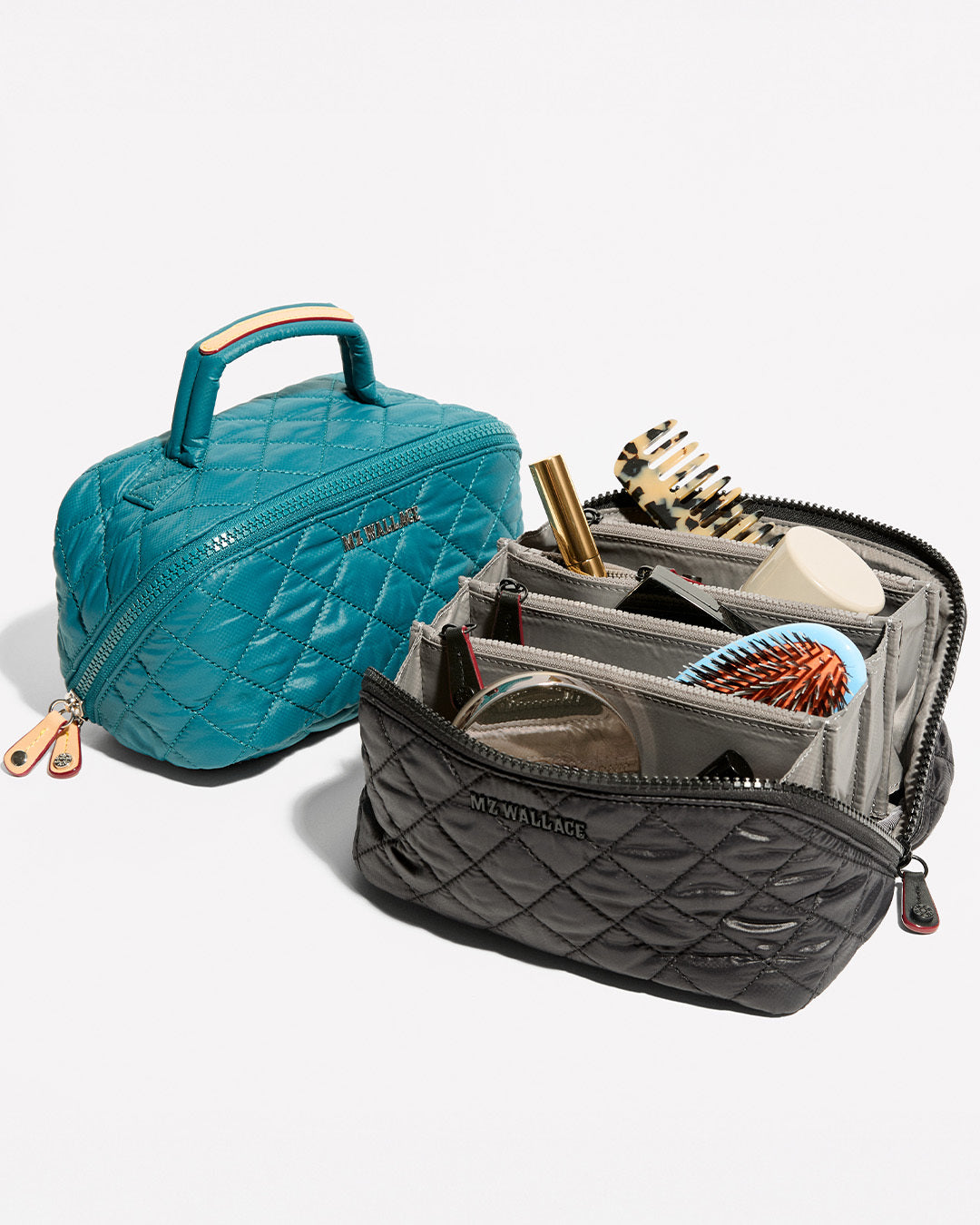 MZ Wallace | Metro Accordion Cosmetic | Pacific Blue and Black 