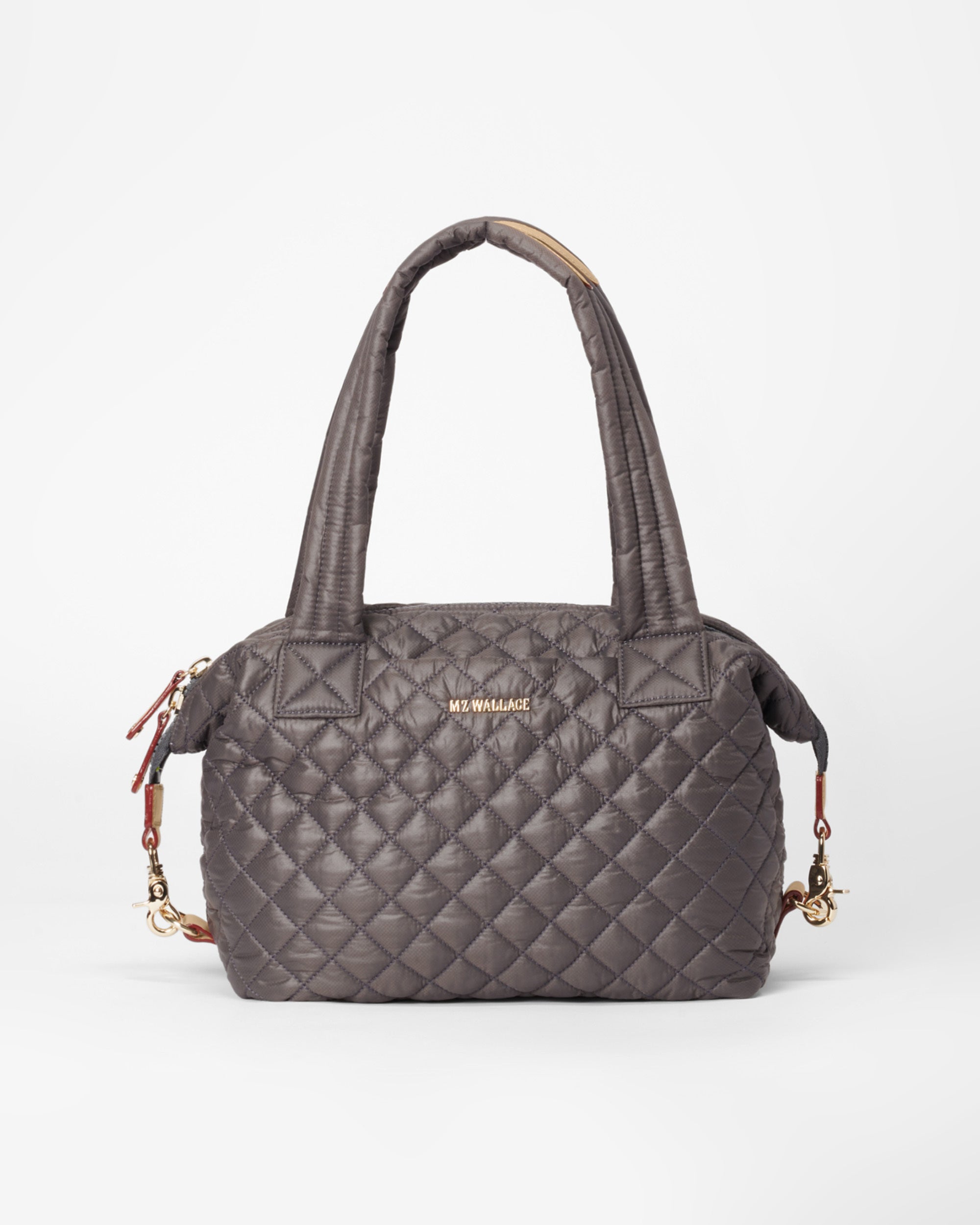 MZ Wallace Magnet Gray Medium Sutton Deluxe Handbag - Luxury Quilted Bag