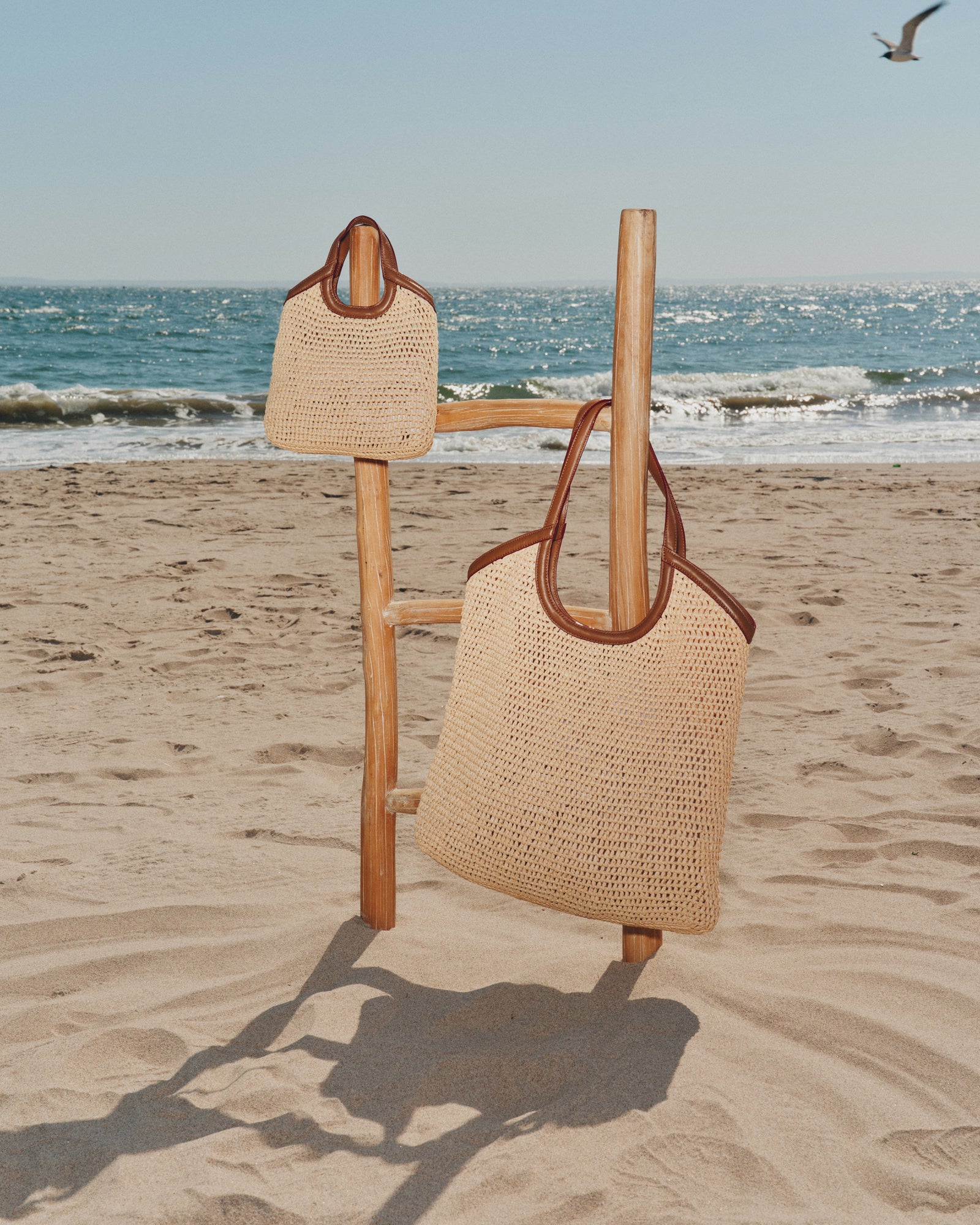 MZ Wallace | Camel Crochet Mini Georgica Tote | Camel Crochet Large Georgica Tote | Beach Tote | Summer Bag