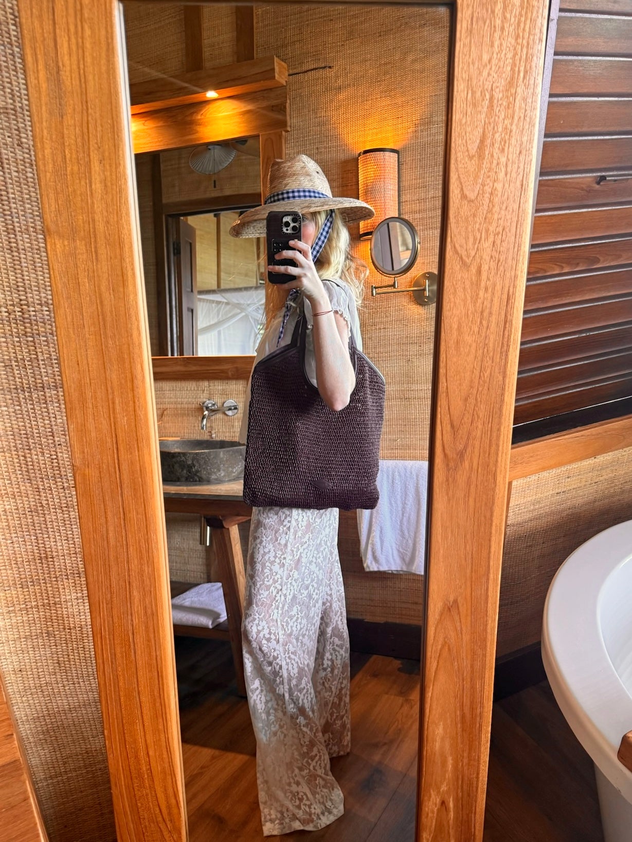 Brown Crochet Large Georgica Tote