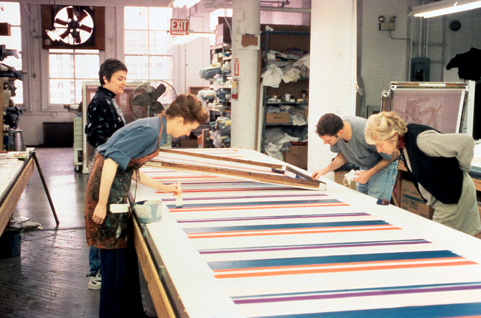 Mary Heilmann | A limited-edition Medium Metro Tote featuring a Mary Heilmann print originally created during her residency at the Fabric Workshop and Museum (FWM). 100% of proceeds will be donated back to FWM, supporting their mission to advance contemporary art.