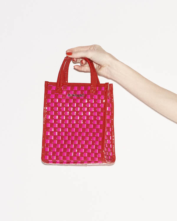 Candy Lacquer Micro Woven Box Tote