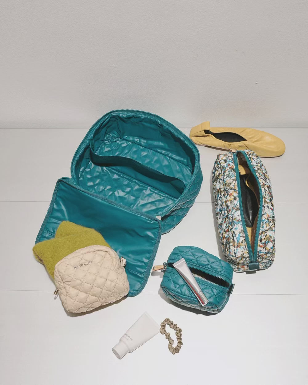 MZ Wallace | Pacifc Blue Metro Packable Pouch Set