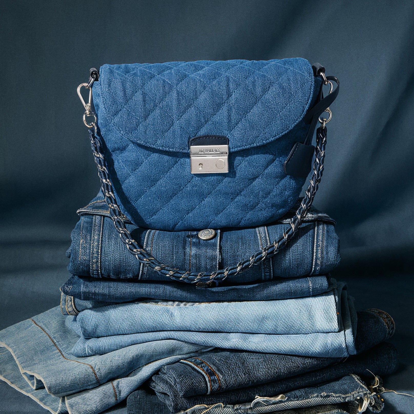 MZ Wallace | True Blue Denim Crosby Lock Saddle Handbag