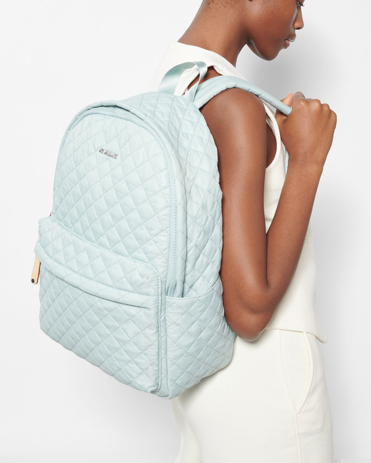 MZ Wallace Silver Blue Metro Backpack Deluxe