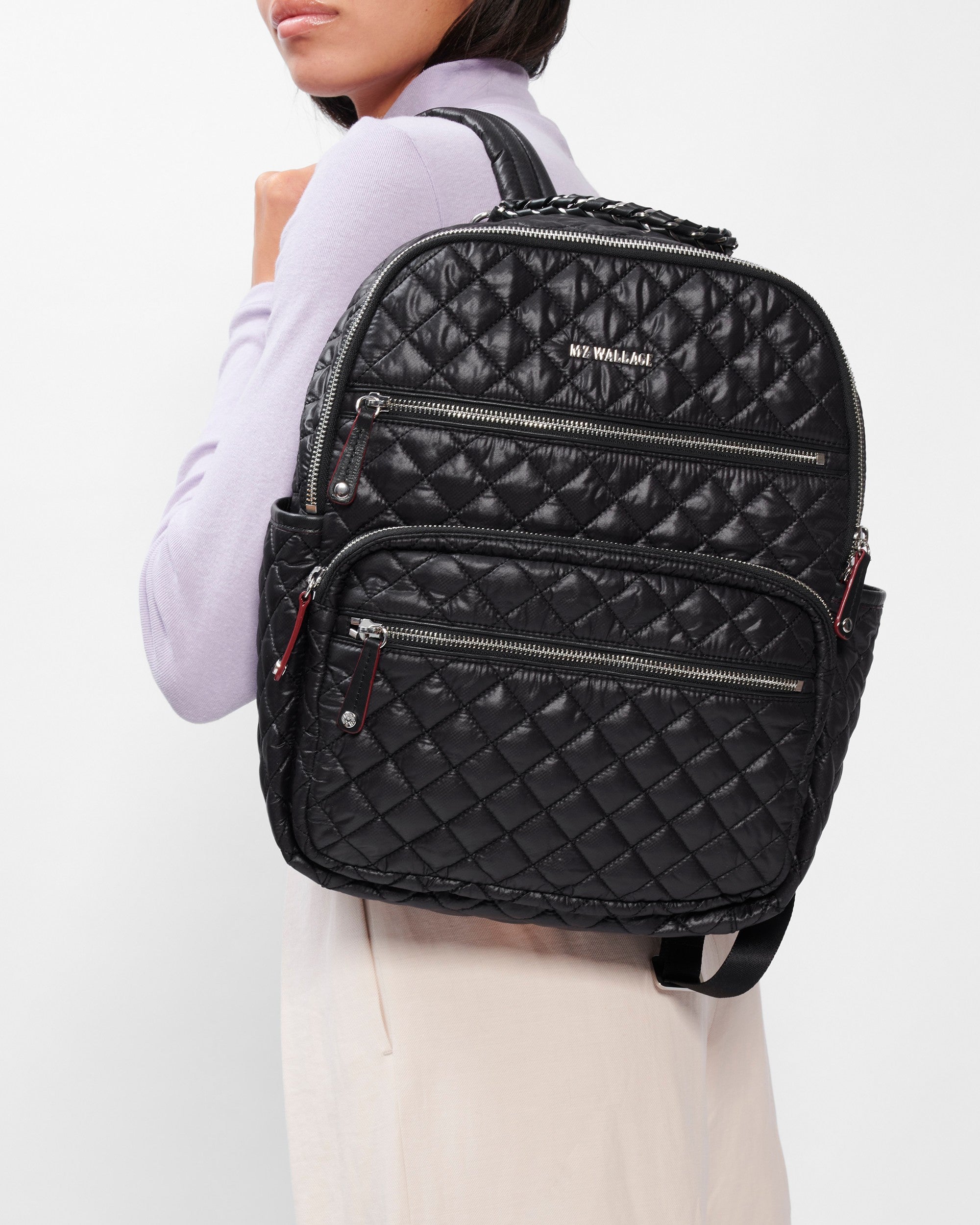 Crosby Quilted Backpack in Black | MZ Wallace