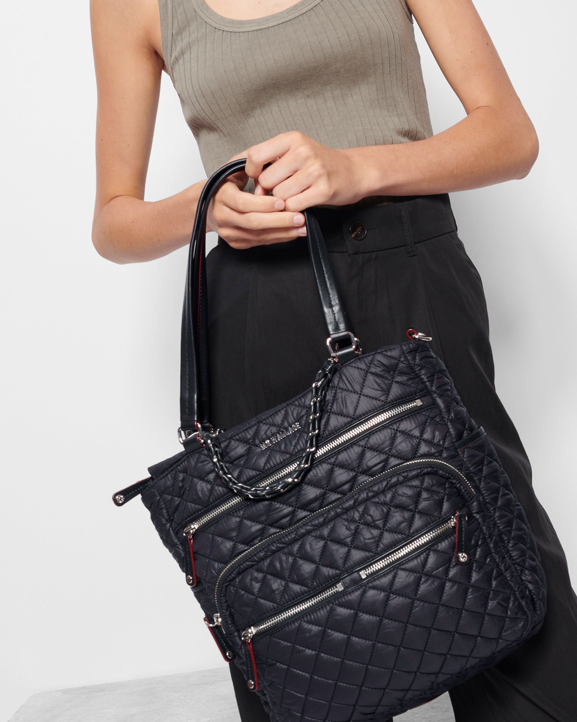 Crosby Magazine Quilted Tote Bag in Black | MZ Wallace