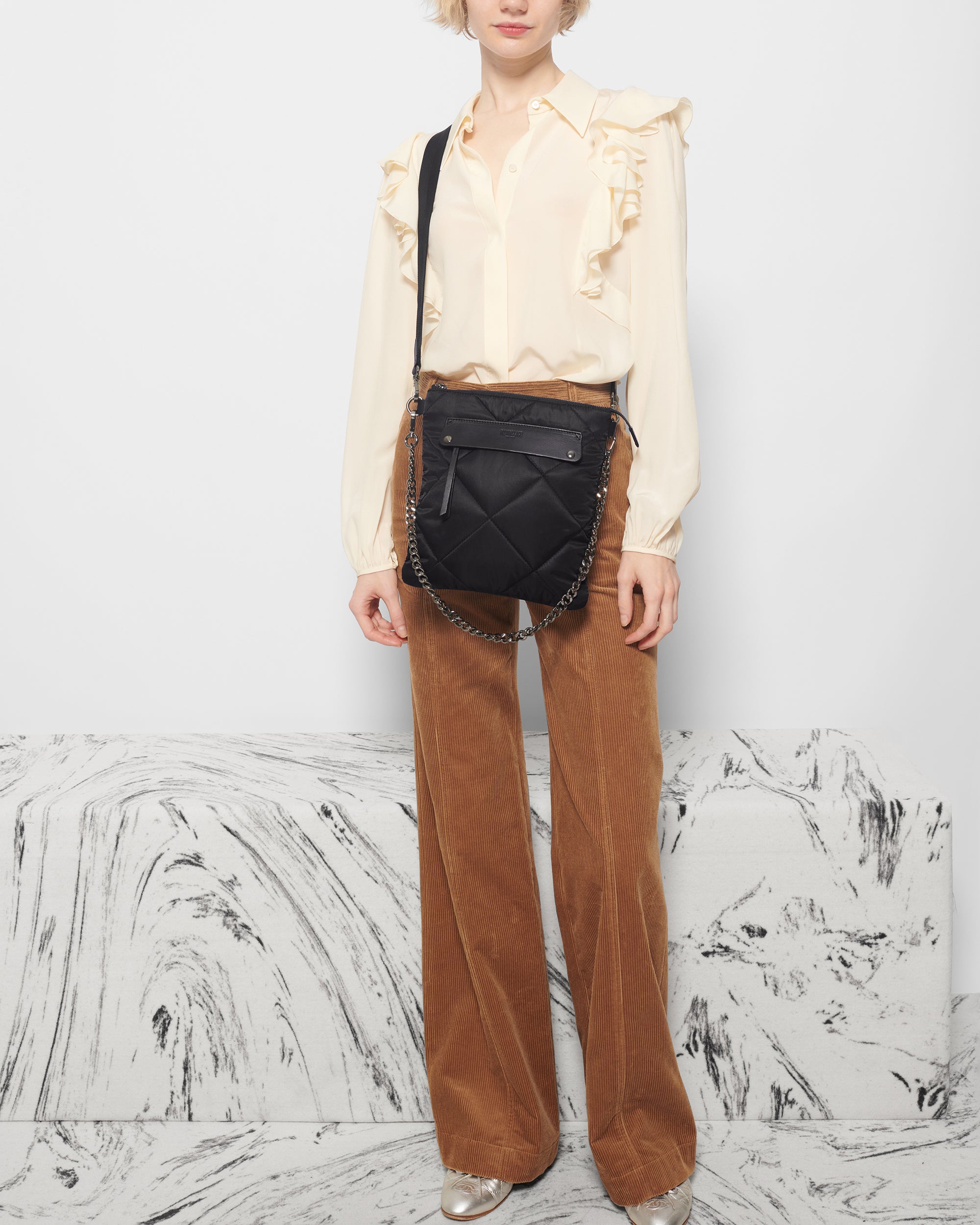 Black Madison Flat Crossbody