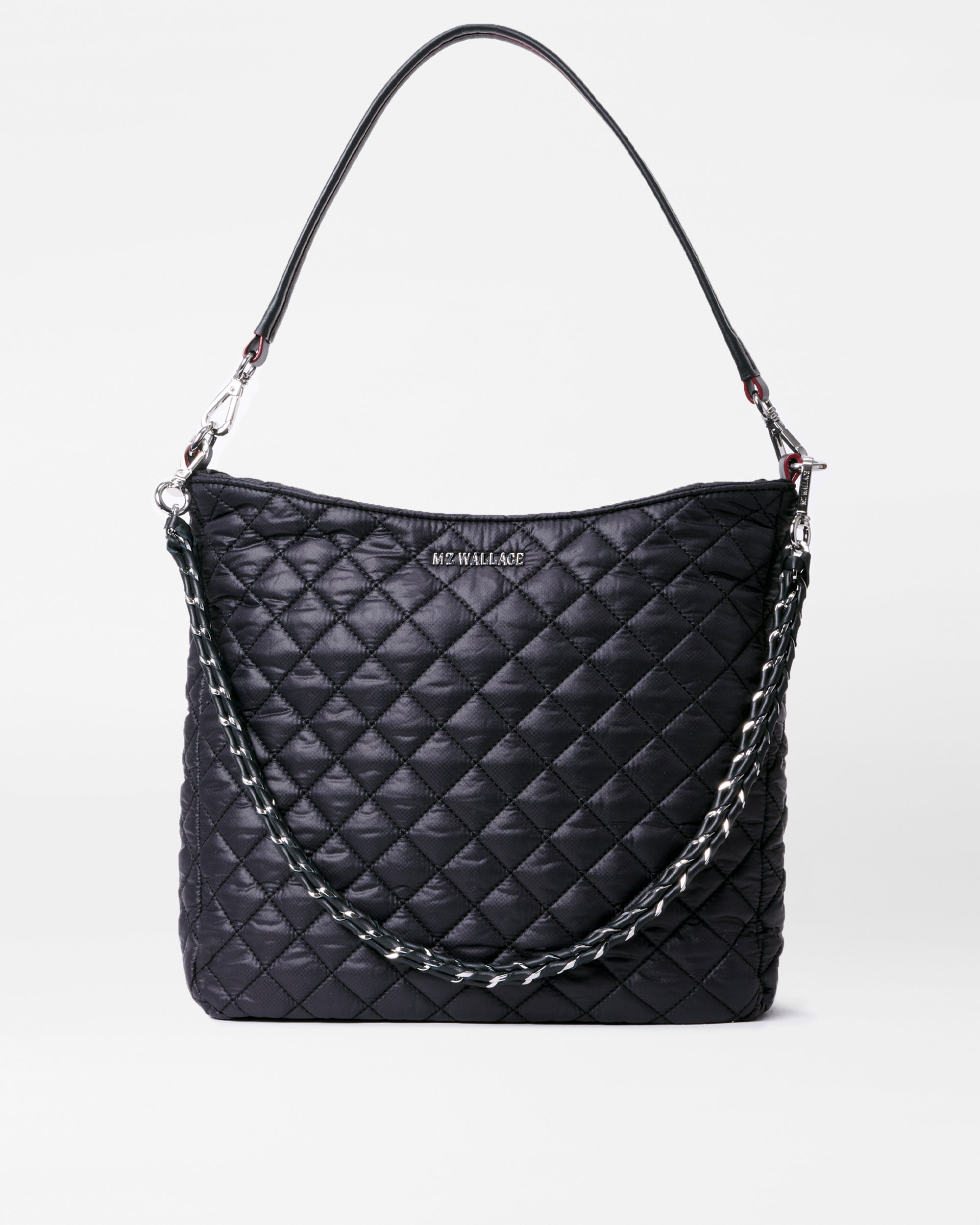 Crosby Hobo Nylon Shoulder Bag in Black | MZ Wallace