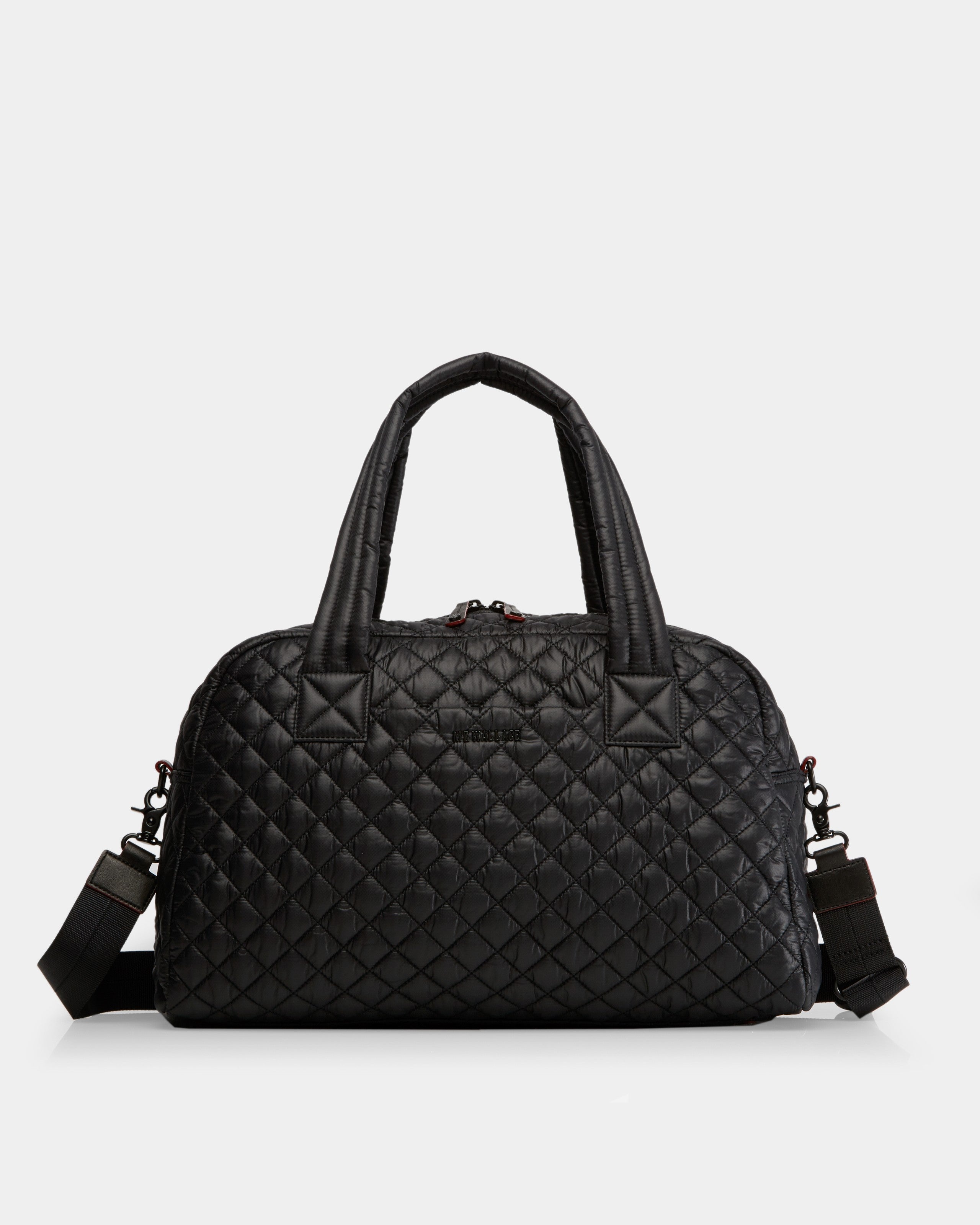 MZ Wallace Black Quilted Duffle Travel Bag