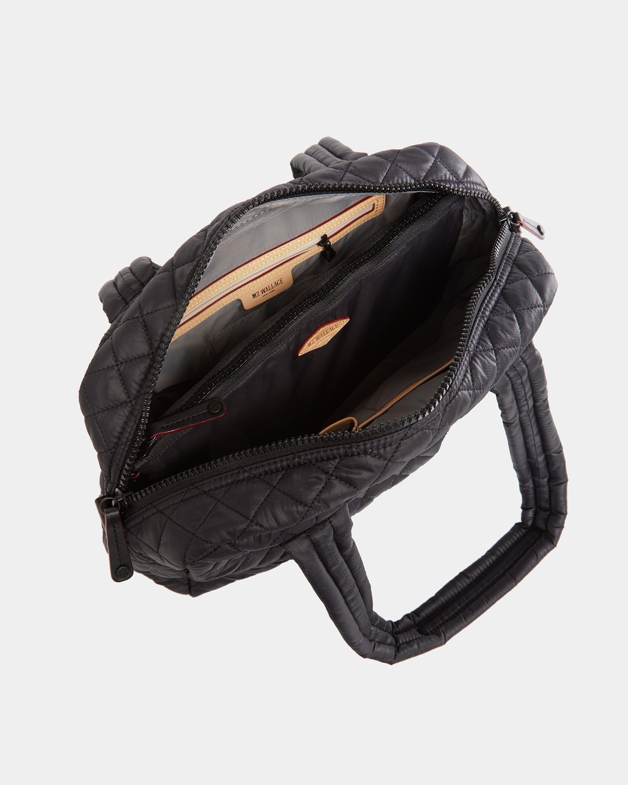 Open MZ Wallace Black Quilted Duffle Travel Bag