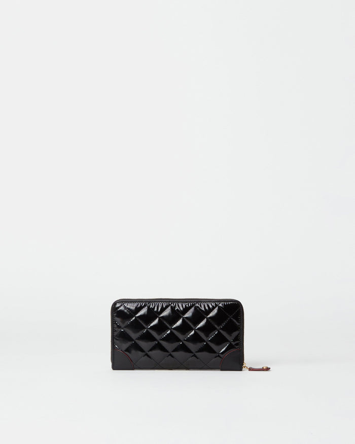 Black Lacquer Crosby Long Wallet - MZ WALLACE