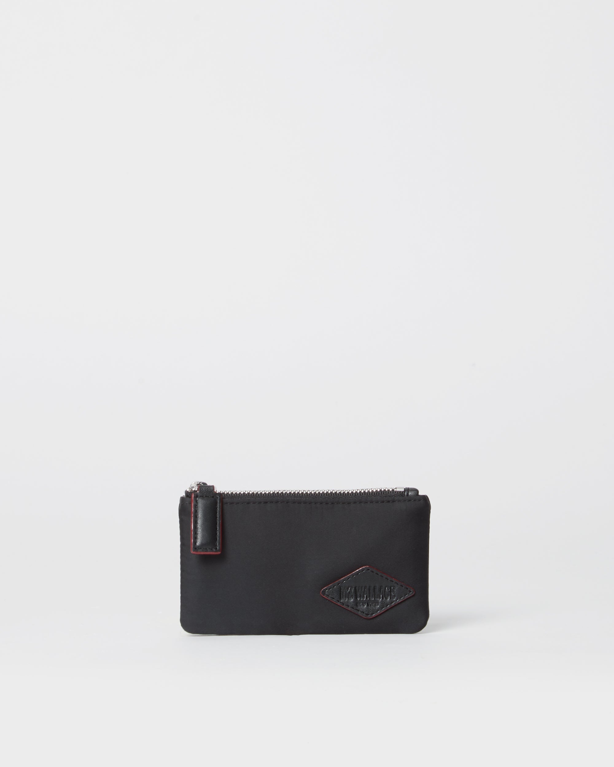 Black saffiano leather zip-around card case